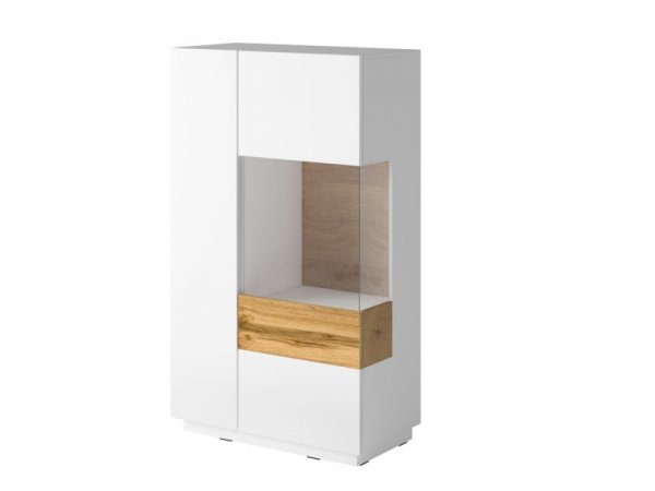 Nábytek do obývacího pokoje SILKE IV bílá/bílý lesk - dub wotan