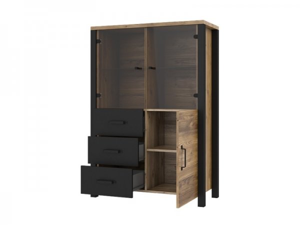 Nábytek do obývacího pokoje OLIN III Appenzellský smrk/černý mat