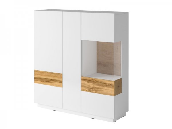 Nábytek do obývacího pokoje SILKE III bílá/bílý lesk - dub wotan