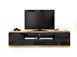 Televizní komoda CHIARO vysoký lesk černá/dub