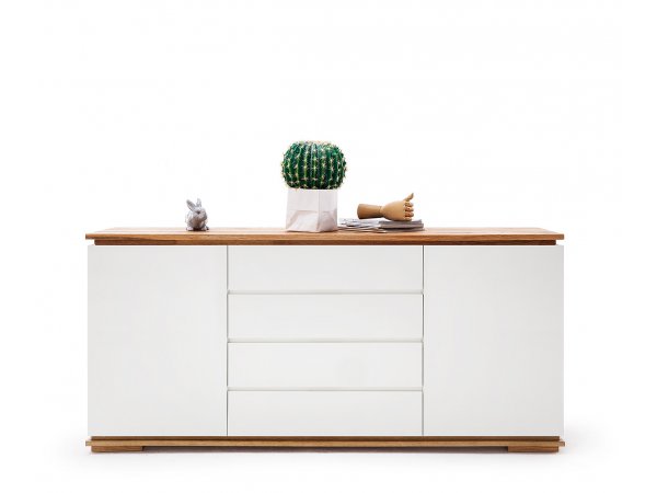 Komoda CHIARO, 2-dvéřová, 4 zásuvky matná bílá/dub