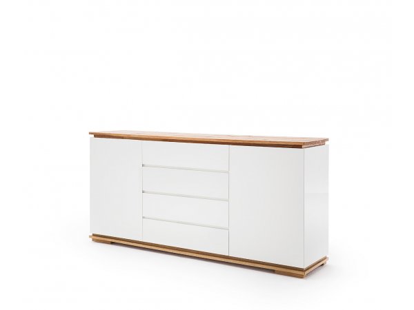 Komoda CHIARO, 2-dvéřová, 4 zásuvky matná bílá/dub