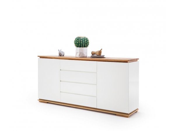 Komoda CHIARO, 2-dvéřová, 4 zásuvky matná bílá/dub
