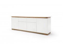 Komoda CHIARO, 4-dvéřová, 2 zásuvky bílá matná/dub