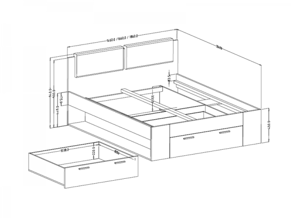 Moderní ložnice GALAXY dub Monastery/černý lesk