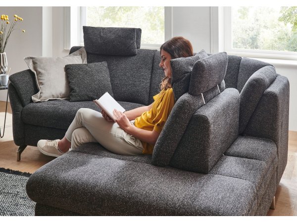 Rohová sedací souprava s relax funkcí a nastavitelnou hloubkou sedu TV MIA XC