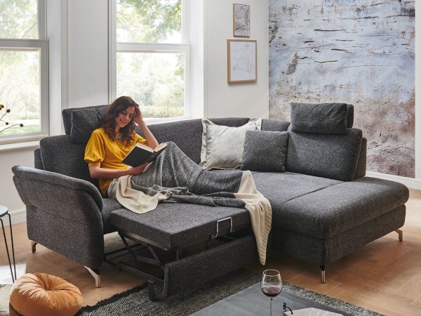 Rohová sedací souprava s relax funkcí a nastavitelnou hloubkou sedu TV MIA XC