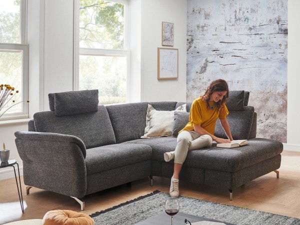 Rohová sedací souprava s relax funkcí a nastavitelnou hloubkou sedu TV MIA XC