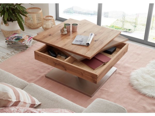 Konferenční stolek MONROVIA dub sukatý/leštěná ocel