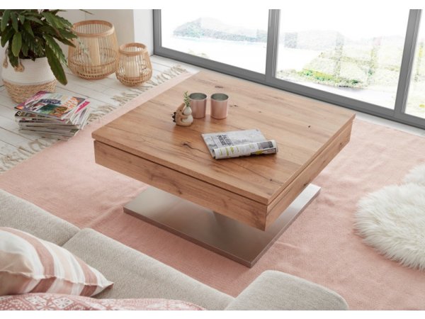 Konferenční stolek MONROVIA dub sukatý/leštěná ocel