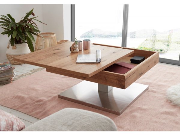 Konferenční stolek MONROVIA dub sukatý/leštěná ocel