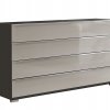 Komoda se zásuvkami SHANGHAI 2 - 149 cm, Havanna / sklo Kieselgrau