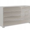 Komoda se zásuvkami SHANGHAI 2 - 149 cm, bílá / sklo Kieselgrau