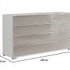 Komoda se zásuvkami SHANGHAI 2 - 149 cm, bílá / sklo Kieselgrau