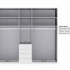 Moderní šatní skříň SHANGHAI 2 se zásuvkami - 250 cm, sklo Kieselgrau
