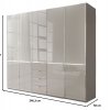 Moderní šatní skříň SHANGHAI 2 se zásuvkami - 250 cm, sklo Kieselgrau