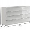 Komoda se zásuvkami SHANGHAI 2 - 149 cm, bílé sklo