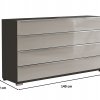 Komoda se zásuvkami SHANGHAI 2 - 149 cm, Havanna / sklo Kieselgrau