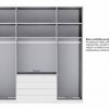 Moderní šatní skříň SHANGHAI 2 se zásuvkami - 200 cm, sklo Kieselgrau
