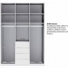 Moderní šatní skříň SHANGHAI 2 se zásuvkami - 150 cm, bílé sklo