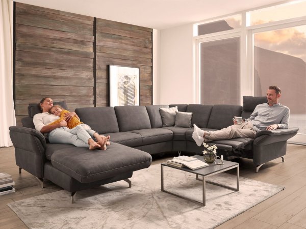 Kožená rohová sedací souprava do tvaru U MIA XC