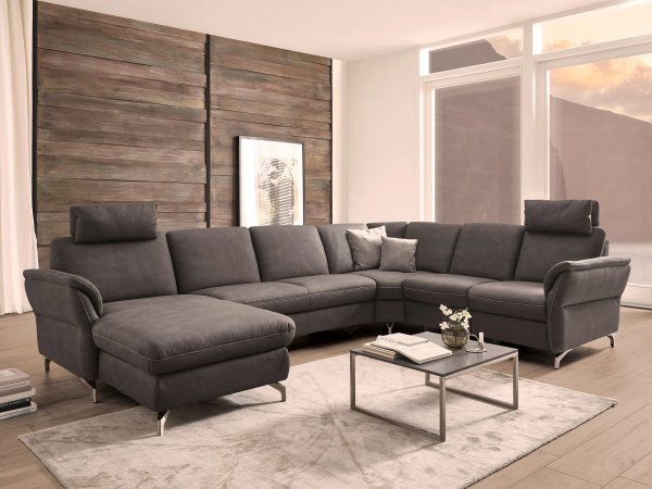 Kožená rohová sedací souprava do tvaru U MIA XC