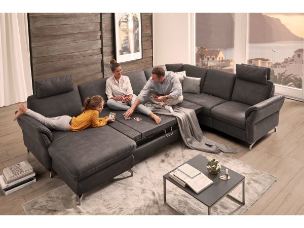 Kožená rohová sedací souprava do tvaru U MIA XC