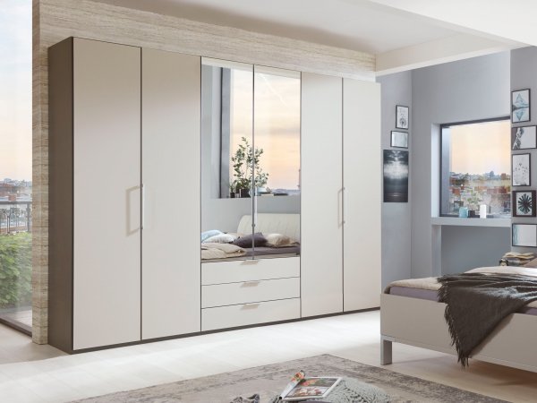 Moderní ložnice GLASGOW grafit / sklo šedý mat 2