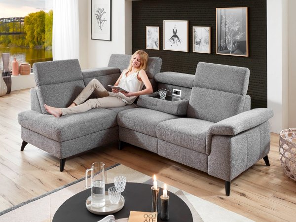 Malá rohová sedací souprava LAVA XC s funkcí relax