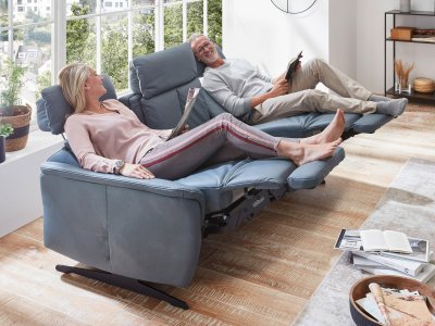 Luxusní kožená pohovka s motorovou funkcí relax LORENZO