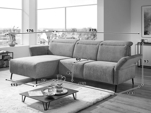 Rohová sedací souprava s motorovou TV funkcí CORIBA