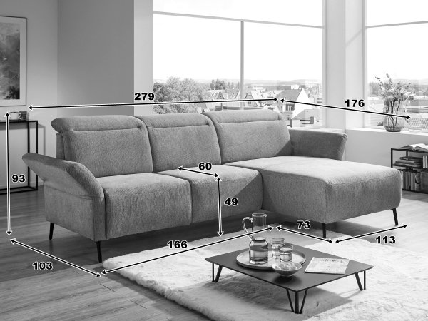 Rohová sedací souprava s motorovou TV funkcí CORIBA