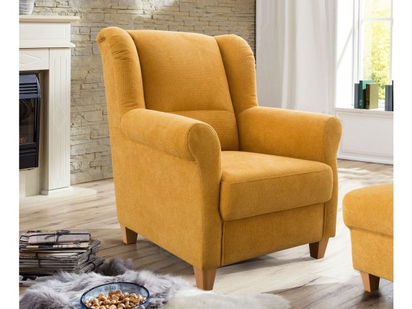 Žlutý taburet 59x59 FÜNEN v látce Paris mustard