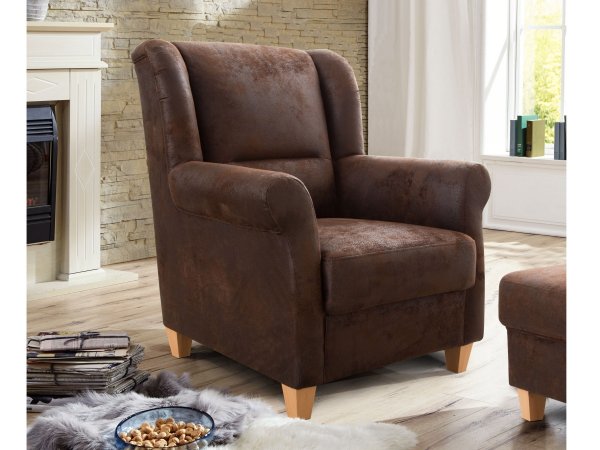 Hnědý taburet 59x59 FÜNEN v látce Antik chocco 17