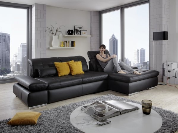 Kožená rohová sedací souprava SANTA LUCIA