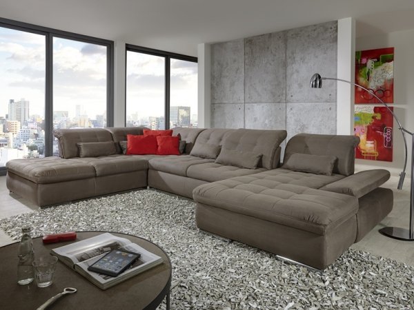 Kožená rohová sedací souprava do tvaru U SANTA LUCIA