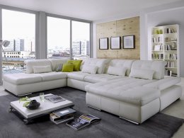 Kožená rohová sedací souprava do tvaru U SANTA LUCIA