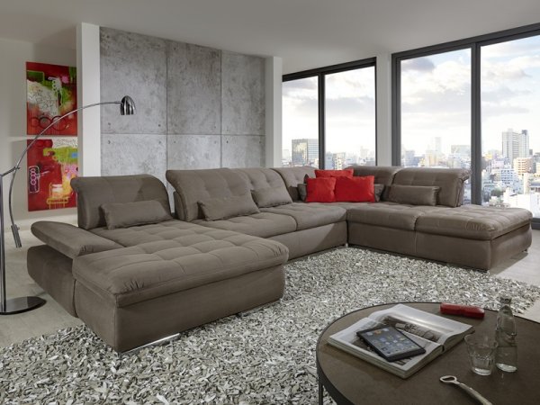 Kožená rohová sedací souprava do tvaru U SANTA LUCIA