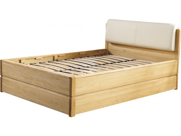 Postel s úložným prostorem včetně roštu 160x200 ATLANTA typ 16 dub přírodní, ekokůže Ecru