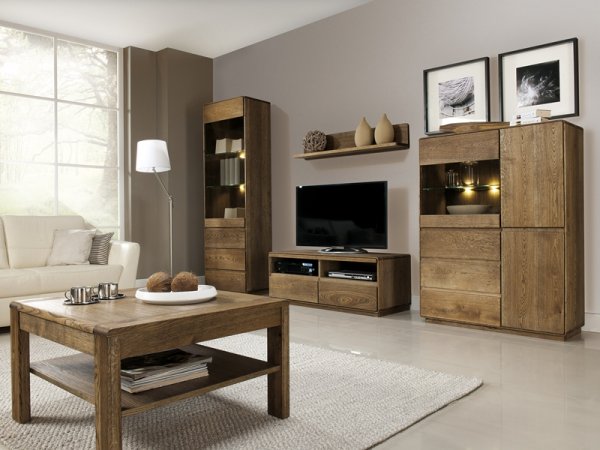 Dubový konferenční stolek s poličkou čtvercový ATLANTA typ 66 dub přírodní