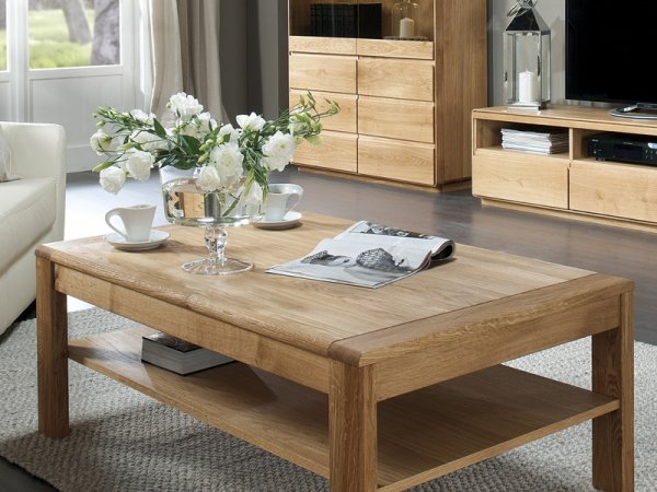 Dubový konferenční stolek s poličkou obdelník ATLANTA typ 67 dub přírodní