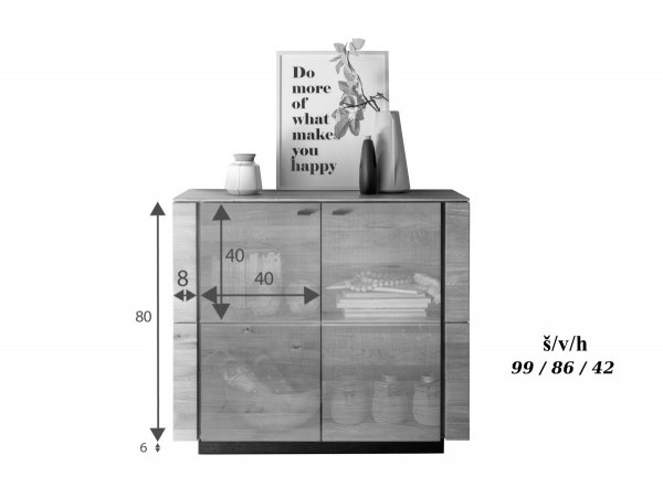 Komoda I z dubového masivu KARIS dub divoký 100% masiv