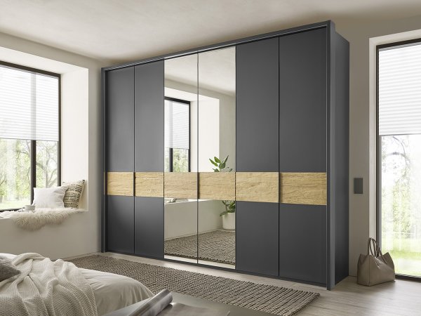 Šatní skříň ACAPULCO grafit/zrcadla