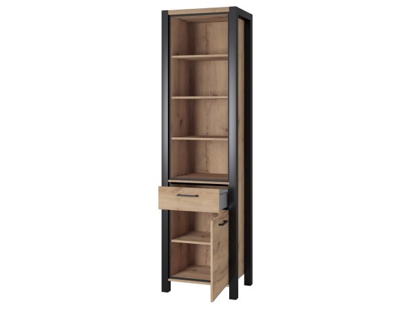 Vitrína do obývacího pokoje (typ 05) AKTIV dub Taurus/černý mat