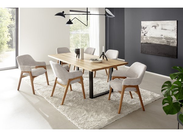 Jídelní dubová židle ALPENA, světle šedá