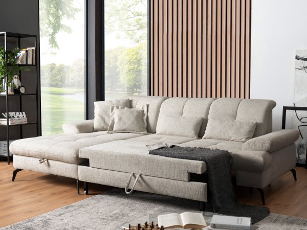 Rohová sedací souprava s nastavitelnou hloubkou sedáku AMICA