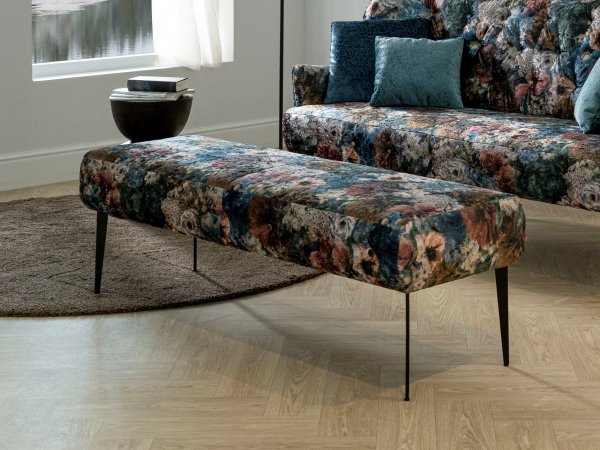 Stylová lavice v květinovém potahu AMBER