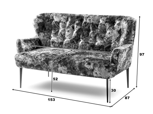 Stylová pohovka v květinovém potahu AMBER