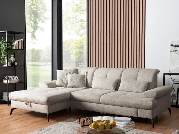 Rohová sedací souprava s nastavitelnou hloubkou sedáku AMICA