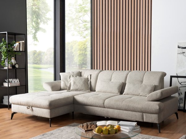 Rohová sedací souprava s nastavitelnou hloubkou sedáku AMICA